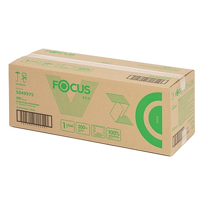 Полотенца бумажные в листах 23х23см Focus Eco 1 слойные, V сложение, H3, 250 шт (ПЭТ) 5083741 (х1/15)